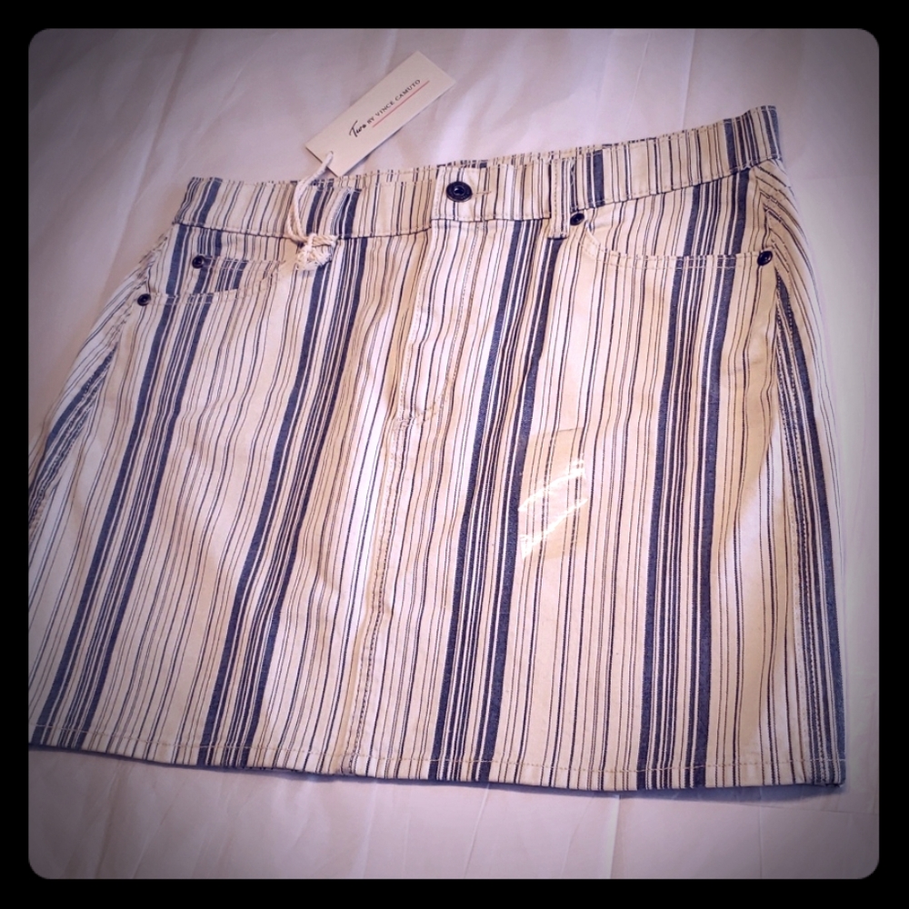 NEW Skirt Jean Classic Striped Denim Business Casual Mini Women's 10, 12